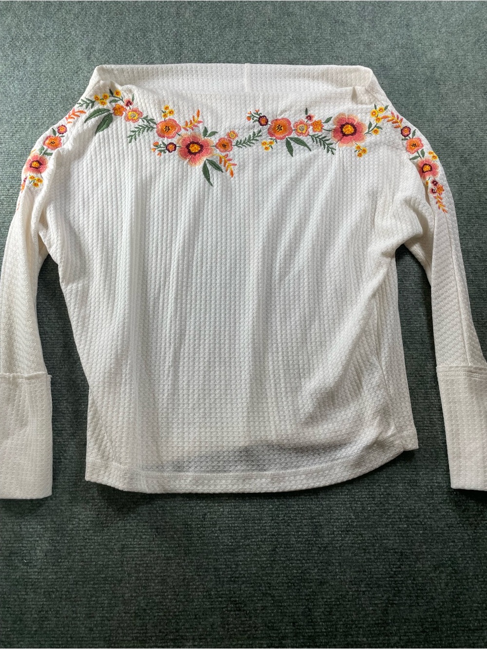 Embroidered‎ Floral Off-Shoulder Cream Women's Top
